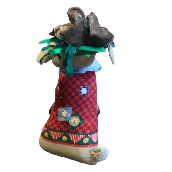 Vtg Handcrafted Reindeer Plush Decor Festive Red Outfit Ribbon Accents 10" - Picture 5 of 6